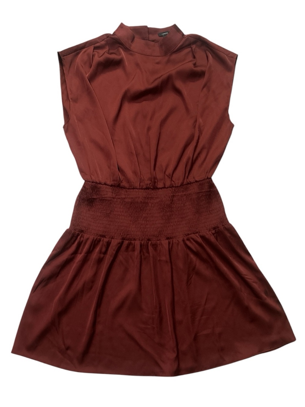 Express sleeveless, mahogany brown mini satin dress